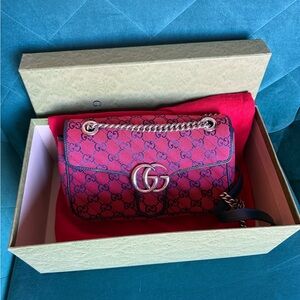 Authentic Gucci GG Marmont Quilted Canvas Flap Shoulder / Crossbody Bag